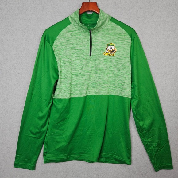 Captivating Other - Oregon Ducks Collegiate Long Sleeve 1/4 Zip Pullover Shirt Men's Med Green